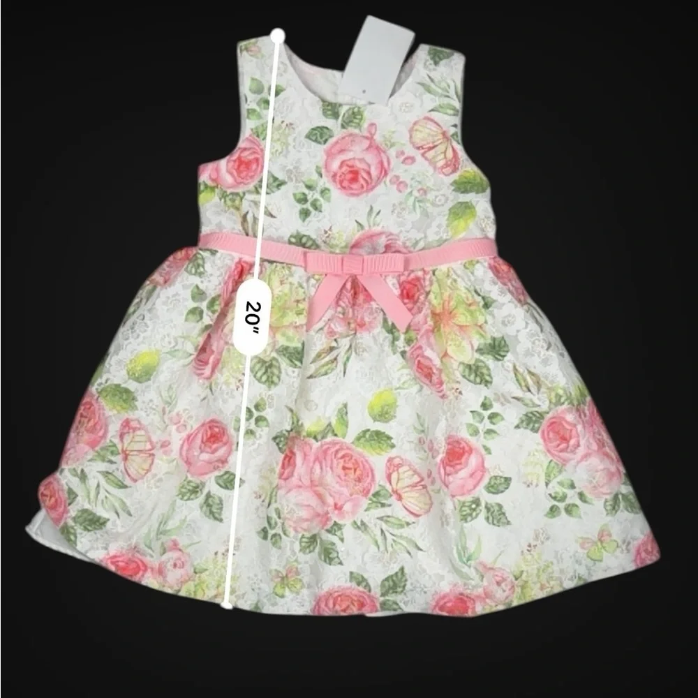 Bonnie Baby 3-Piece Floral Dress Set w/ Green Cardigan & Diaper Cover –Size 24M - Picture 13 of 17